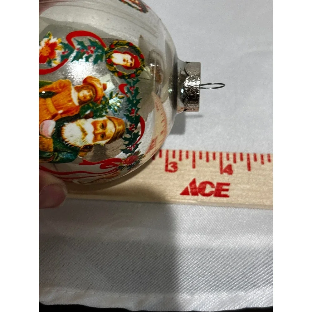 American Themes Victorian Collection Glass Christmas Ornaments Santa Set of 3